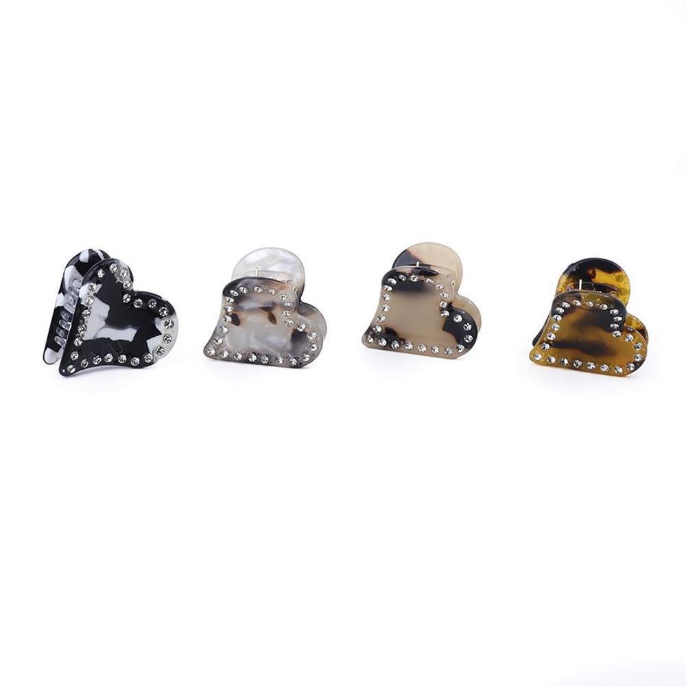 Peace of Mind Heart Clips X4 Terrazzo Crystal Edged